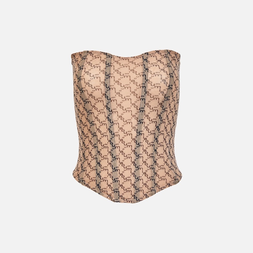 Miaou Tan and Black Strapless Top